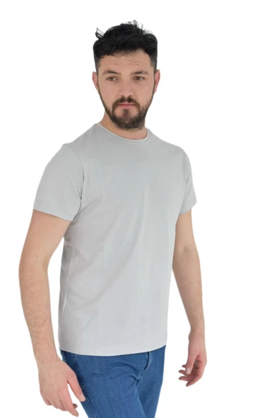 Erkek Sıfır Yaka Sırt Baskılı Tişört 2384 BGL-ST02876 - Resim 6