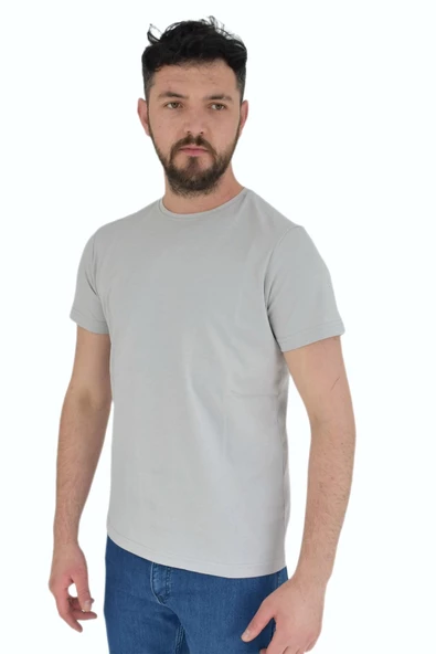 Erkek Sıfır Yaka Sırt Baskılı Tişört 2384 BGL-ST02876 - Resim 4