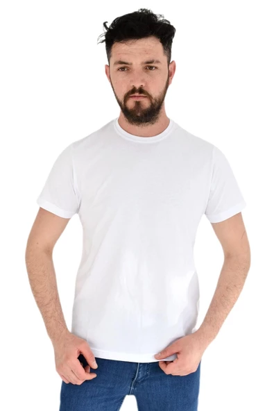 Erkek Sıfır Yaka Sırt Baskılı Tişört 2381 BGL-ST02875 - Resim 3