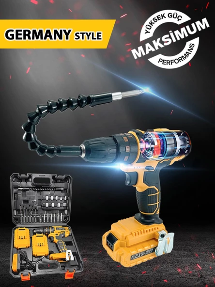 Germany Style 24W Çift Li-ion Bataryalı Metal Şanzıman Darbeli 27 Parçalı Süper Setli - 2