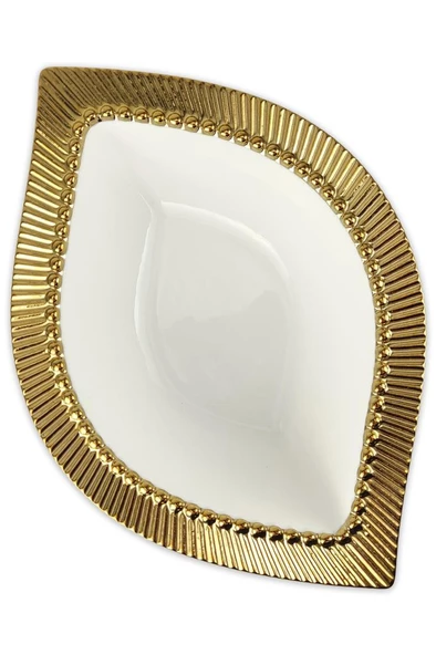 Digithome Golda 18 Cm Yaprak Mini Porselen Salata Kasesi Gold - Yf246 C320.113 - 3
