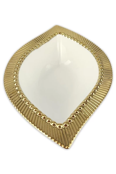 Digithome Golda Porselen 16 Cm Yaprak Mini Salata Kasesi Gold - Yf247 C320.113 - 3