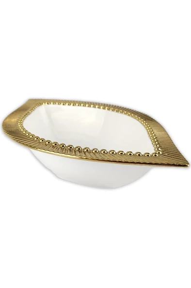 Digithome Golda 18 Cm Yaprak Mini Porselen Salata Kasesi Gold - Yf246 C320.113 - 2