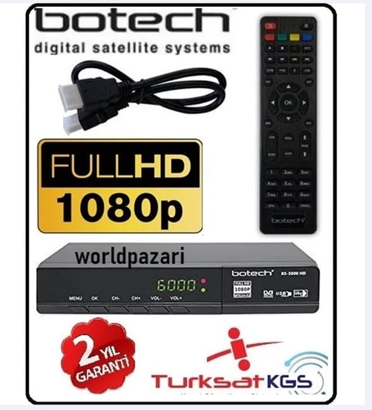 BOTECH BS5000 HD Kasalı Skart Girişli Uydu Alıcısı, Standart