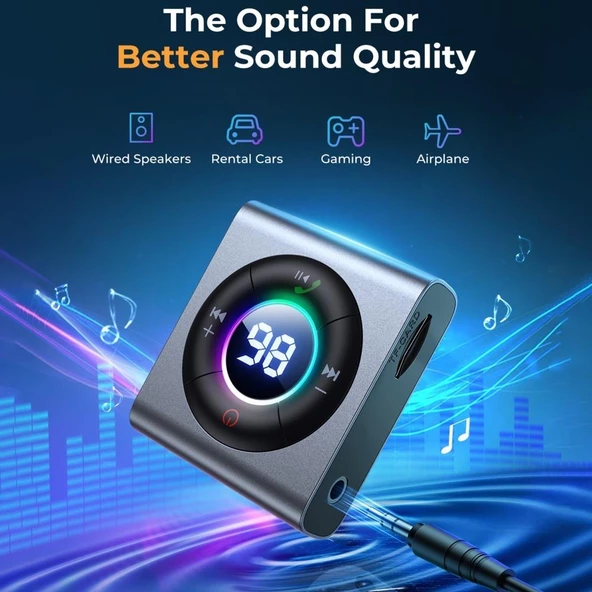 Joyroom JR-CB2 Wireless Transmitter 2'si 1 Arada Kablosuz Verici/Alıcı-Koyu Grı