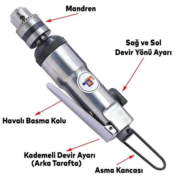 Gison GP350 Havalı Kalem Matkap 3/8" Sağ Sol Devir Yönü - 2