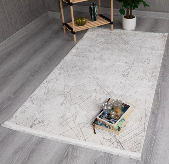 My Evilla Modern Dekoratif Star Seri Krem Gri Dokuma Halı STAR4106C ürün görseli 1