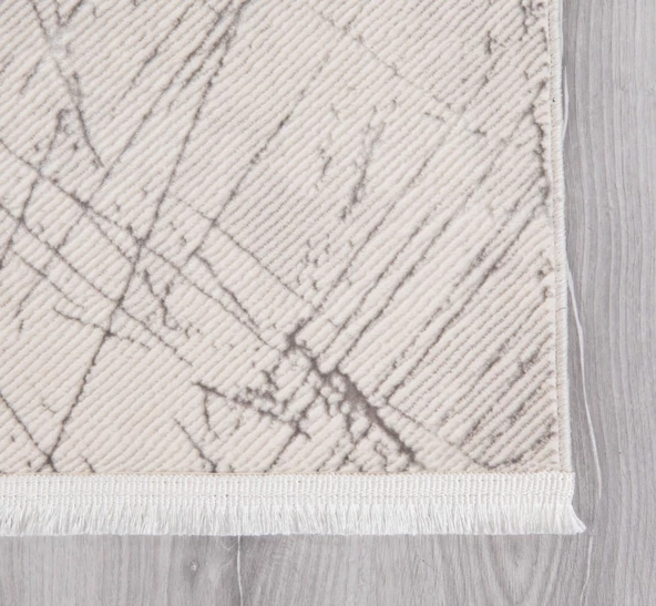 My Evilla Modern Dekoratif Star Seri Krem Gri Dokuma Halı STAR4106C - Resim 4