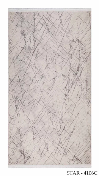 My Evilla Modern Dekoratif Star Seri Krem Gri Dokuma Halı STAR4106C - Resim 2
