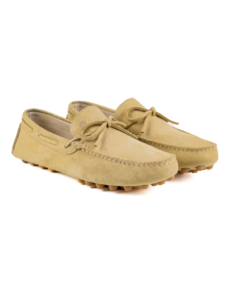 Pirene Açık Camel Hakiki Süet Deri Erkek Loafer Ayakkabı - Resim 2