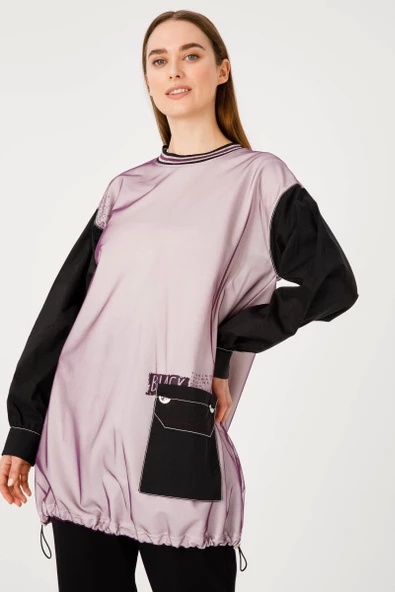 Tül Ve Paraşüt Detaylı İpeksi İki İpilk Takım - Mor - 5