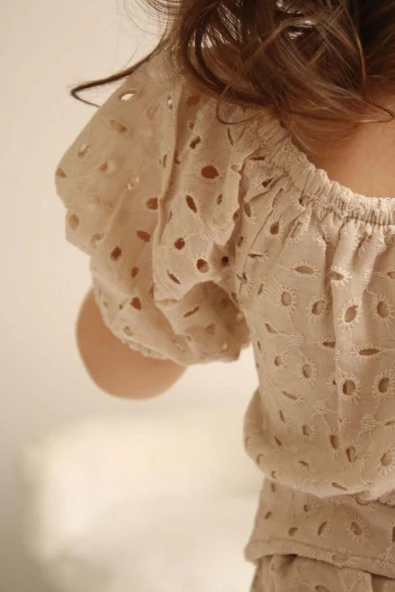 KIZ ÇOCUK KISA KOL KARGO CEPLİ PANTOLON TAKIM - 4