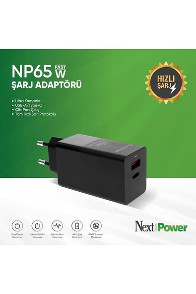 NP65W Hızlı Şarj Adaptörü