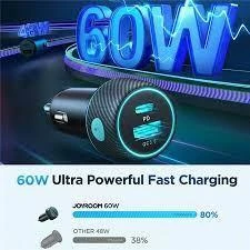JOYROOM 60W USB/USB-C / Type-C Araç Şarj Cihazı Siyah Çakmaklık - 4
