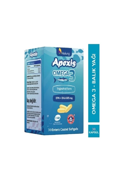 Apexis Omega 3 Balık Yağı 30 Softgel Trigliserid Form Epa+dha 605 Mg