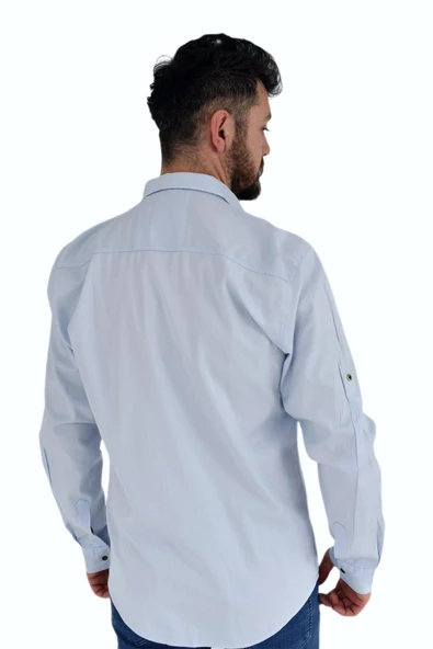 Erkek Büyük Beden Spor Gömlek Silim Fit 9716 BGL-ST02730 - Resim 5