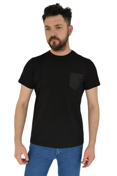 Erkek Baskılı Sıfır Yaka Tişört 2376 BGL-ST02820 - Resim 2