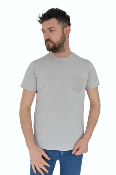 Erkek Baskılı Sıfır Yaka Tişört 2376 BGL-ST02820 - Resim 3