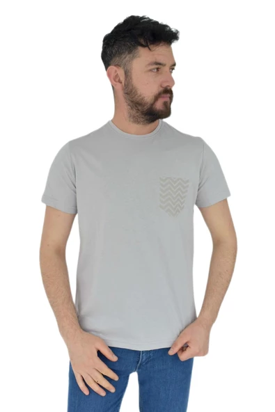 Erkek Baskılı Sıfır Yaka Tişört 2376 BGL-ST02820 - Resim 5