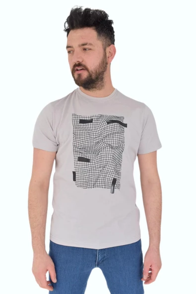 Erkek Baskılı Sıfır Yaka Tişört 2383 BGL-ST02825 - Resim 3