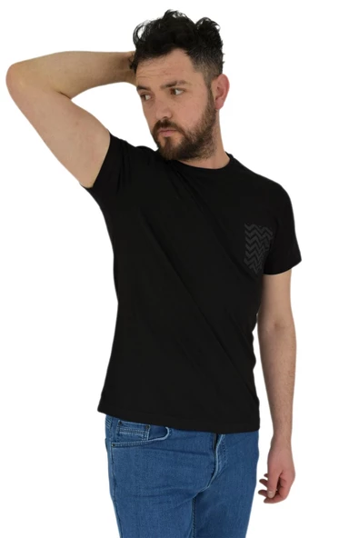 Erkek Baskılı Sıfır Yaka Tişört 2376 BGL-ST02820 - Resim 6