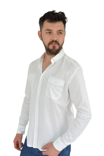 Erkek Spor Gömlek Silim Fit 9957 BGL-ST02722 - Resim 4