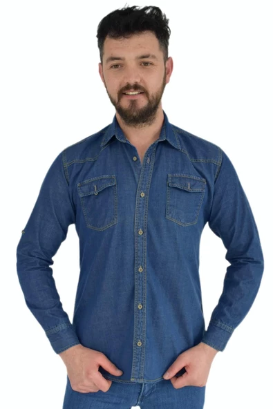 Erkek Kot Çift Cepli Gömlek Silim Fit BGL-ST02756 - Resim 2
