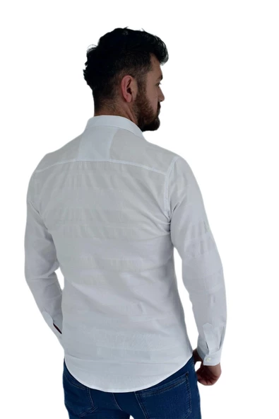 Erkek Spor Gömlek Silim Fit 9843 BGL-ST02725 - Resim 5