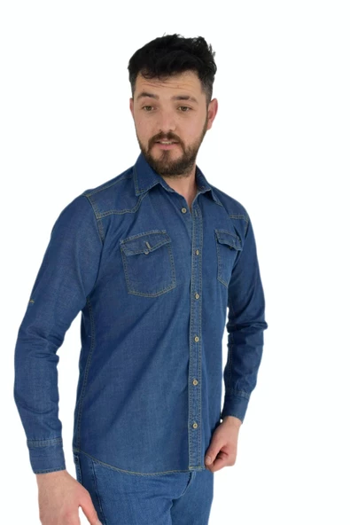 Erkek Kot Çift Cepli Gömlek Silim Fit BGL-ST02756 - Resim 4