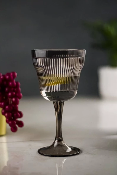 Akrilik Füme Tekli Kadeh & Su Meşrubat Kahve Yanı Bardağı 300 ml ( Cam Değildir )