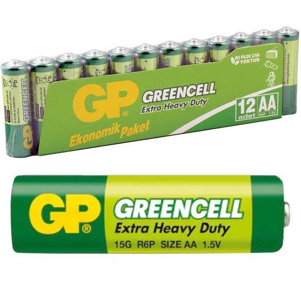 GP GP 15G-MTPVS12 GREENCELL AA 1.5V KALEM PİL (12Lİ PAKET)