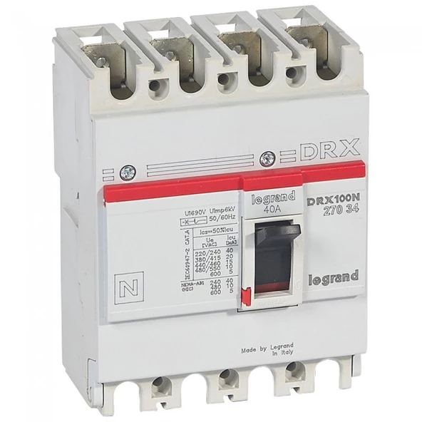 Legrand 027034 DRX 40A 4 Kutup 20kA 415V Sabit Tip Kompakt Şalter