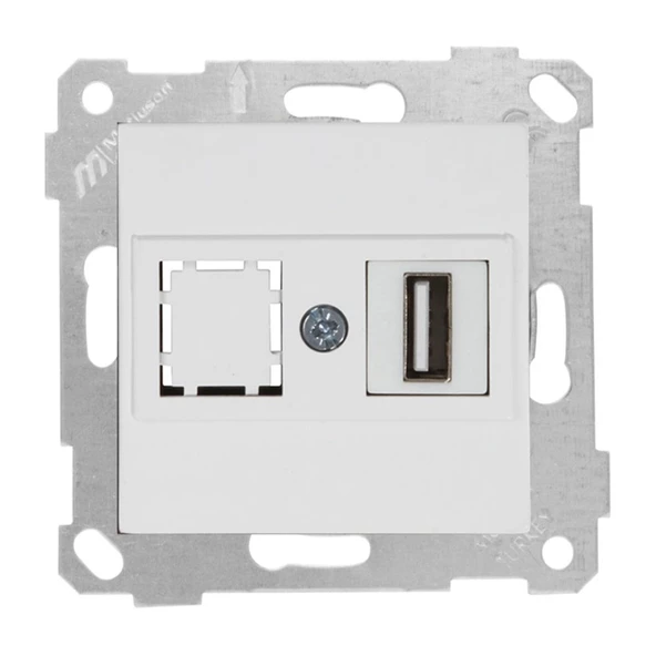 Mutlusan Rita Beyaz Mekanizma + Tuş Data Prizi 1xUsb