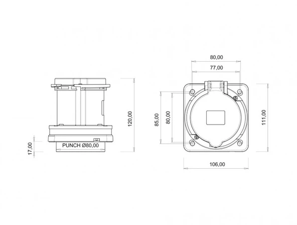 Bemis IP44 CEE Norm 5/63A Makine Priz 380V-450V BC1-4505-2413 - 2