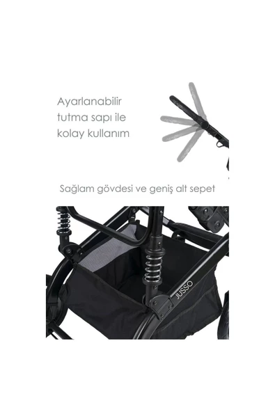 Jusso Pro Max Travel Sistem Bebek Arabası Siyah Füme - 5