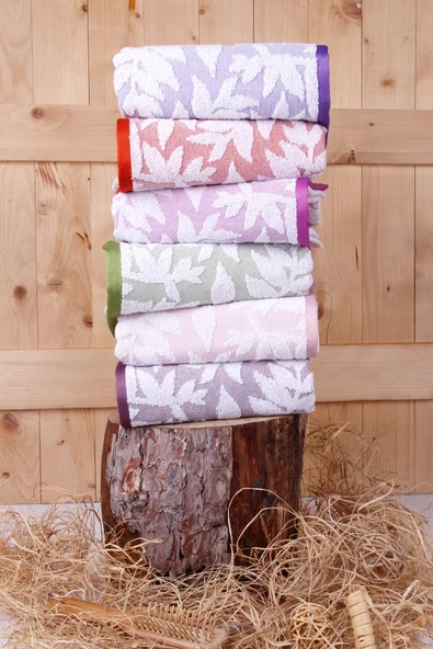 %100 Pamuk Jakarlı 6'lı Havlu Seti - 9