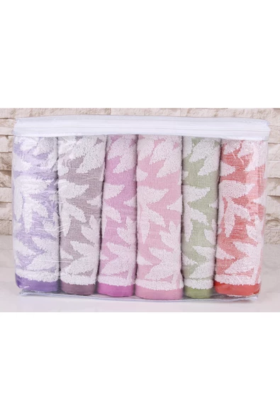 %100 Pamuk Jakarlı 6'lı Havlu Seti - 11