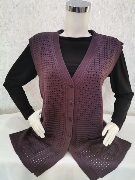 Kadın Mor Merserize Yelek - 2