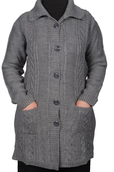 Kadın Siyah Düğmeli Hırka - 9