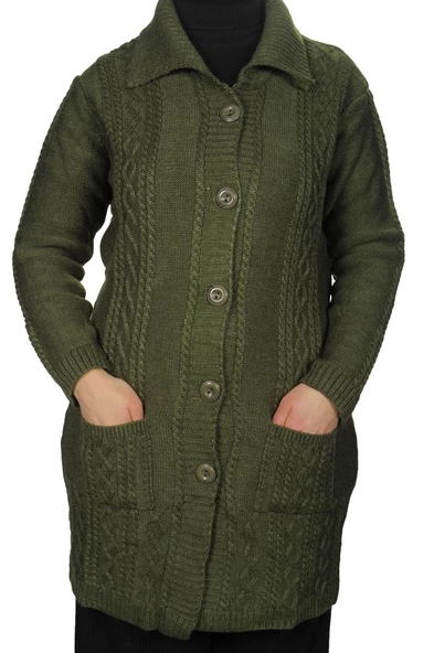 Kadın Siyah Düğmeli Hırka - 6