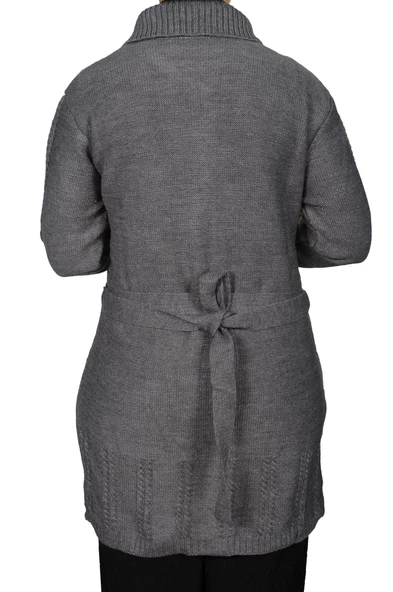 Kadın Gri Düğmeli Hırka - 5