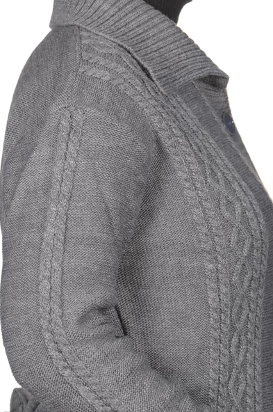 Kadın Gri Düğmeli Hırka - 4