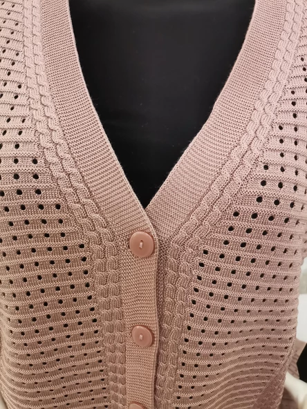 Kadın Pudra Pembesi Merserize Yelek - 7