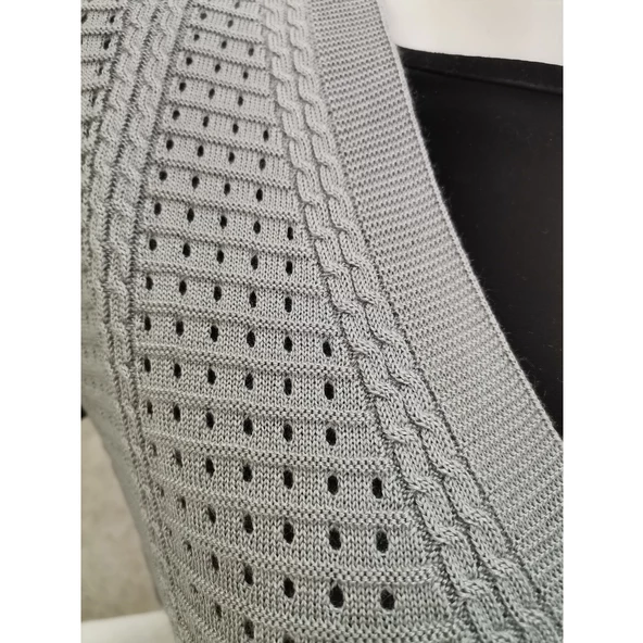 Kadın Gri Merserize Yelek - 4