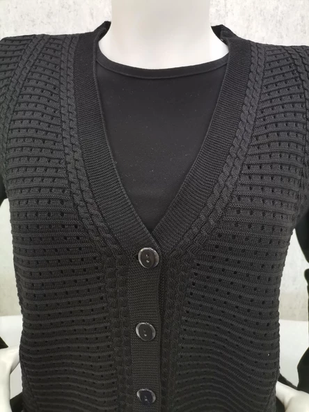 Kadın Siyah Merserize Yelek - 3