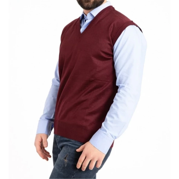 Erkek Siyah V Yaka İnce Yün Triko Örgü Baba Süveter - 5