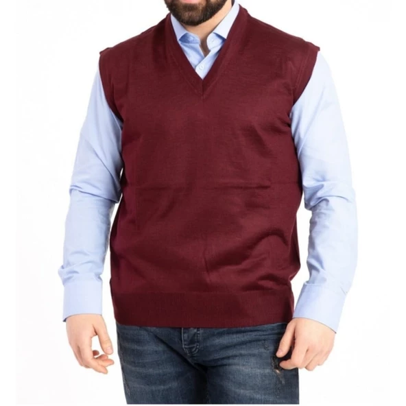 Erkek Siyah V Yaka İnce Yün Triko Örgü Baba Süveter - 4