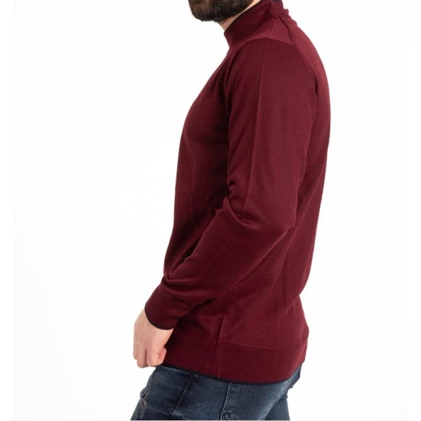 Erkek Siyah İnce Yünlü Yarım Boğazlı Triko Baba Kazak - 7