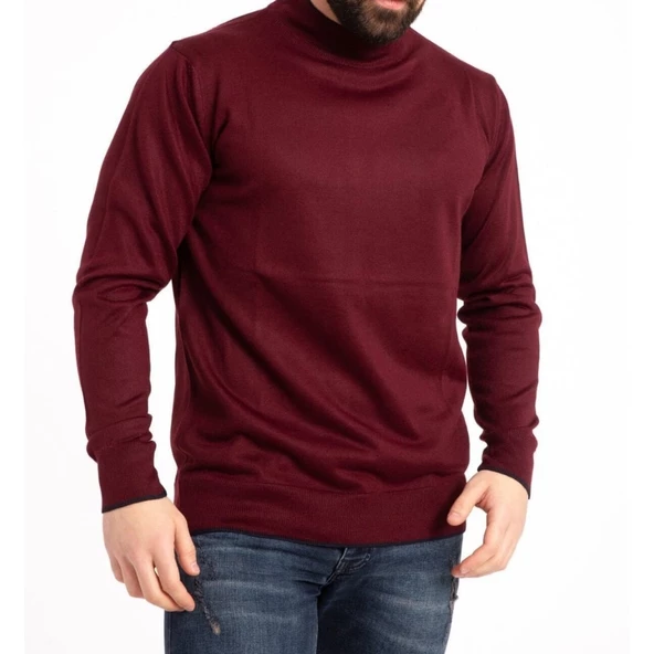 Erkek Siyah İnce Yünlü Yarım Boğazlı Triko Baba Kazak - 6