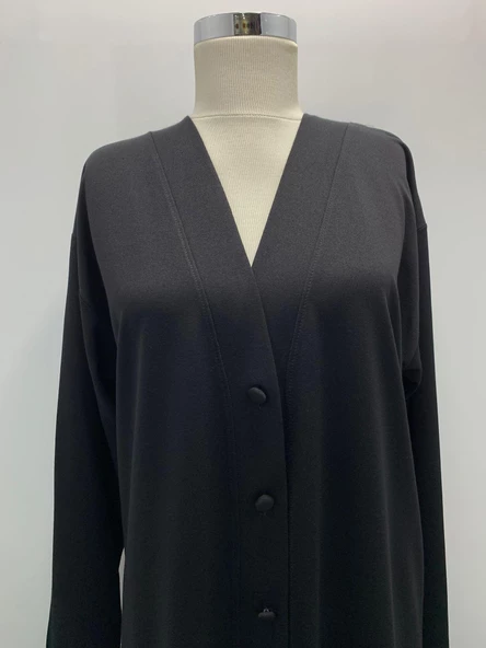 Kadın Vizon Uzun Düğmeli Cepli Anne Penye Hırka - 4